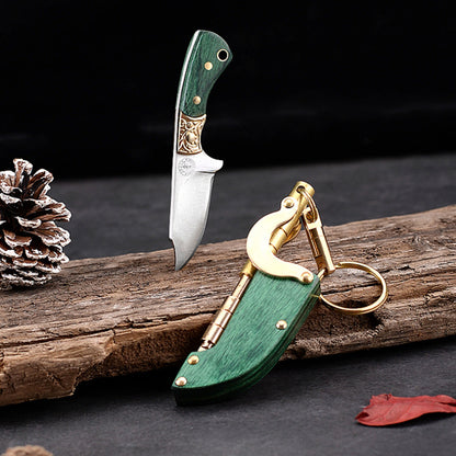 Self-elastic Sheath Mini Straight Knife Keychain Portable Pocket Knives