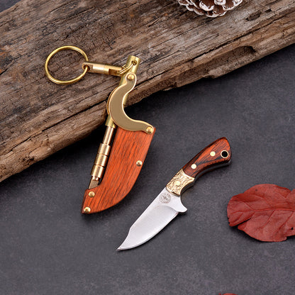 Self-elastic Sheath Mini Straight Knife Keychain Portable Pocket Knives