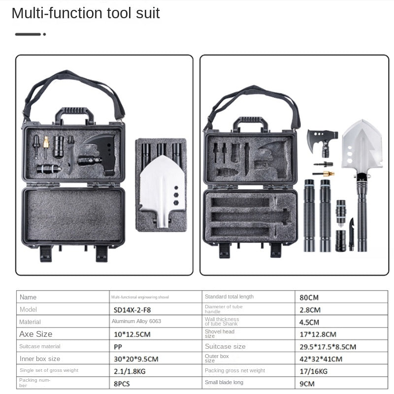 Multifunctional Soldier Shovel Axe Suit Camping Survival Toolbox