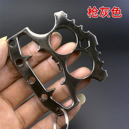 Multifunction Durable Knuckle Duster Beer Bottle Opener Double Finger EDC Self Defense Tool