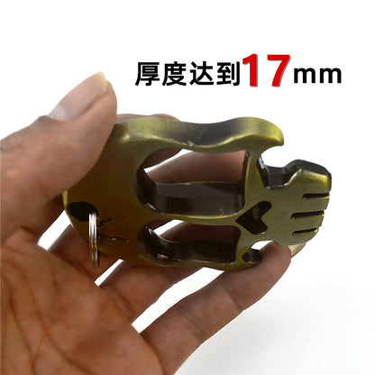 Weighted and Thickened Knuckle Duster Two-finger Boxing Skull Defense Boxing Martial Arts Boxing Buckle Multi-function Bottle Opener