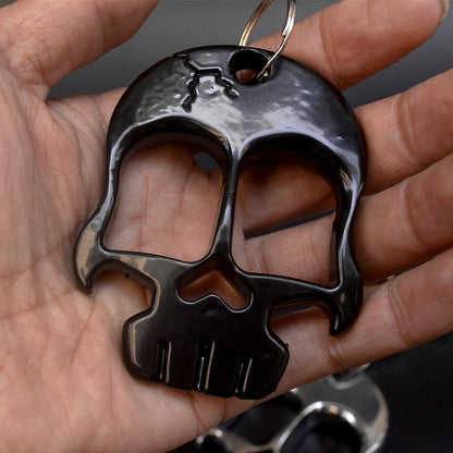 Weighted and Thickened Knuckle Duster Two-finger Boxing Skull Defense Boxing Martial Arts Boxing Buckle Multi-function Bottle Opener