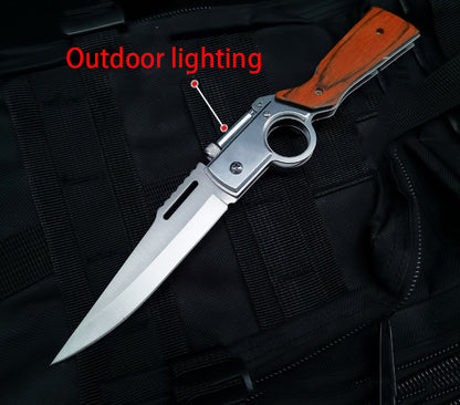 AK47  Folding Knife with Light Colored Wood Textured Pocket knives