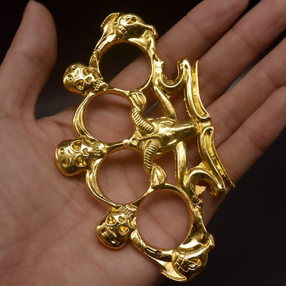 Sheep Skull Knuckle Duster Finger Tiger Martial Arts Practice Four Fingers Hand Clasp Boxing Ring Combat Protective Gear EDC Tools