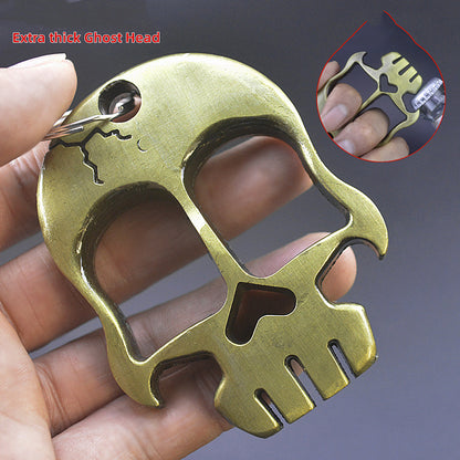 Weighted and Thickened Knuckle Duster Two-finger Boxing Skull Defense Boxing Martial Arts Boxing Buckle Multi-function Bottle Opener