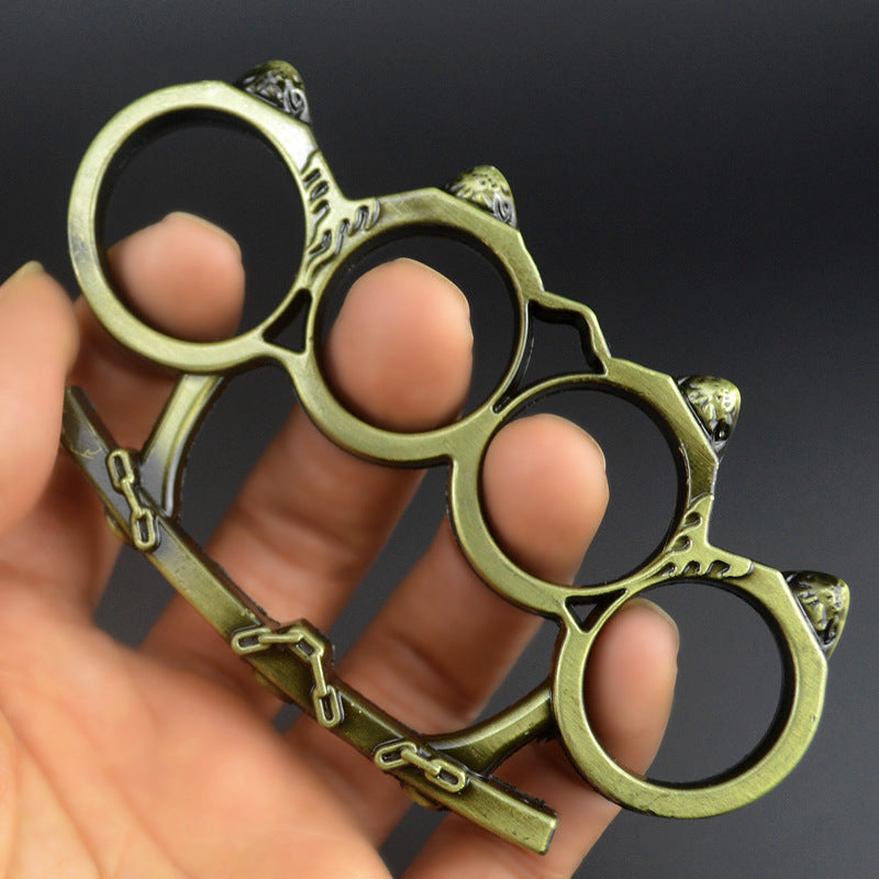 Small Bun Knuckle Duster Protection Hand Buckle Fist Buckle Four Fingers Defense Boxing Fitness Combat Broken Window Tools