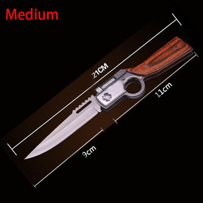 AK47  Folding Knife with Light Colored Wood Textured Pocket knives