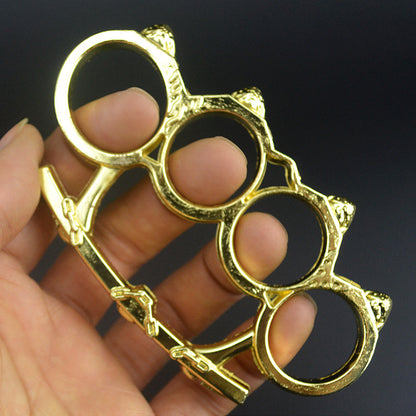 Small Bun Knuckle Duster Protection Hand Buckle Fist Buckle Four Fingers Defense Boxing Fitness Combat Broken Window Tools