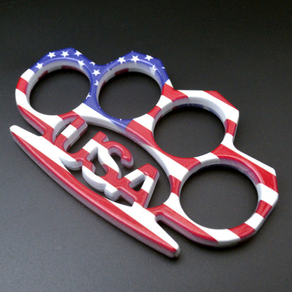 Patterned Metal Knuckle Duster Boxing Training Four Finger Tiger Fist Buckle Outdoor Camping Security Defense Tiger Ring Buckle Self-defense EDC Tool