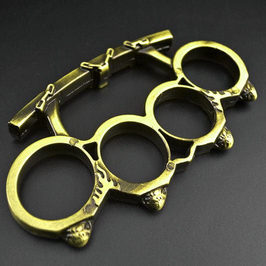 Small Bun Knuckle Duster Protection Hand Buckle Fist Buckle Four Fingers Defense Boxing Fitness Combat Broken Window Tools