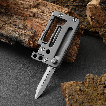 Multifunctional Titanium Pocket Knife Hiking Buckle Bottle Opener Tool