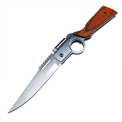 AK47  Folding Knife with Light Colored Wood Textured Pocket knives