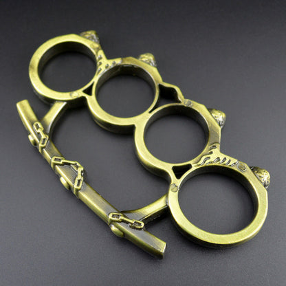 Small Bun Knuckle Duster Protection Hand Buckle Fist Buckle Four Fingers Defense Boxing Fitness Combat Broken Window Tools