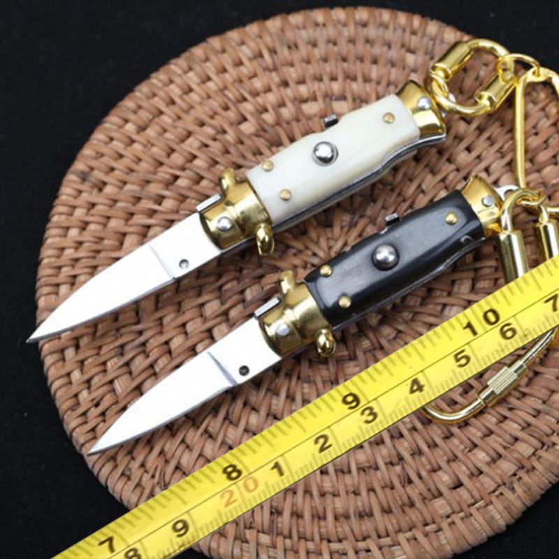 Mini Automatic Folding Knife Household Key Chain Pendant Portable EDC Tool