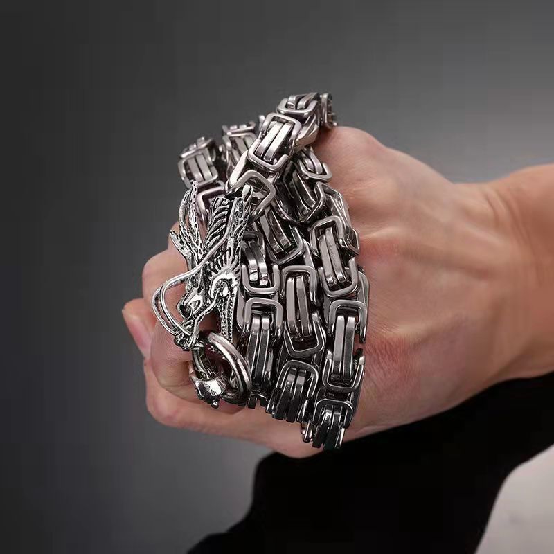 Dragon Head Two Color Steel Defense Bracelet Jewelry Decoration