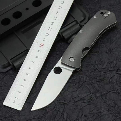 Titanium Alloy Handle Folding Knife D2 Blade Outdoor Camping Pocket Knives