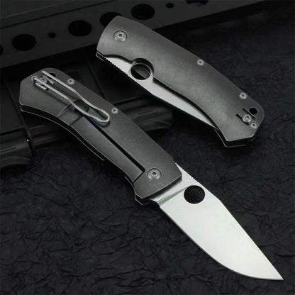 Titanium Alloy Handle Folding Knife D2 Blade Outdoor Camping Pocket Knives