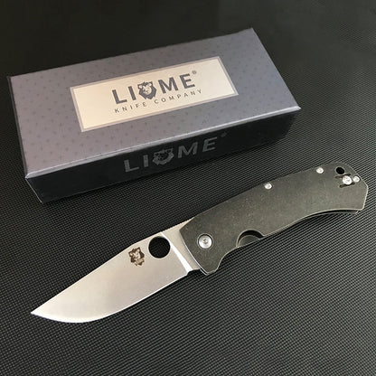 LIOME Outdoor Folding Knife D2 Blade Titanium Alloy Handle Camping Pocket Knives