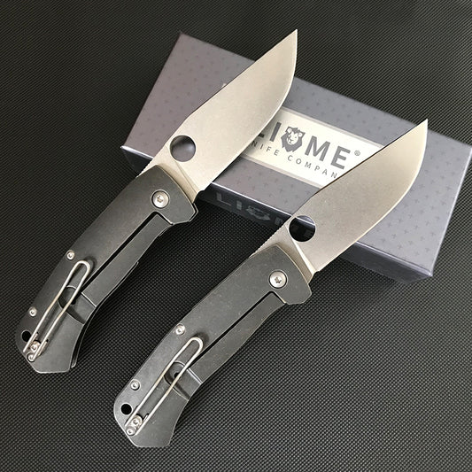 LIOME Outdoor Folding Knife D2 Blade Titanium Alloy Handle Camping Pocket Knives