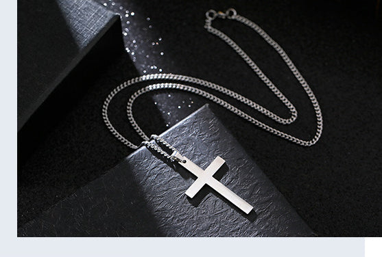 Smooth Cross-shaped Titanium Steel Necklace Pendant Decoration