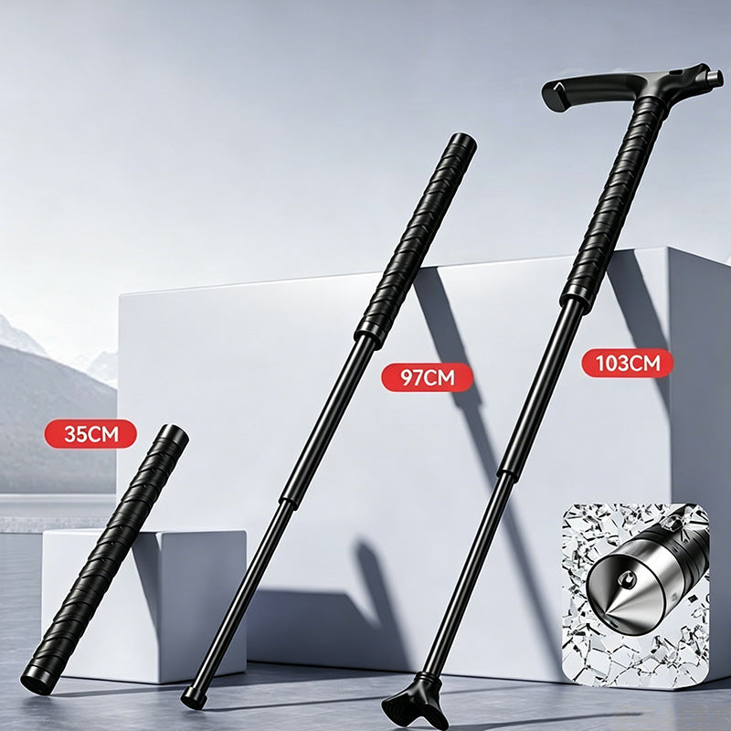 Portable Multifunctional Hiking Expandable Baton Self-defense Baton Trekking Pole folding hiking Mountaineering sticks