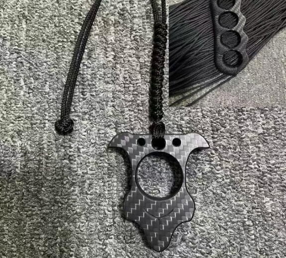 Carbon Fiber Single Finger Knuckle small style with paracord lanyard