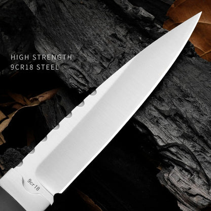 Outdoor Knife 9Cr18 Steel Tool with Double Steel Head and Ebony Handle