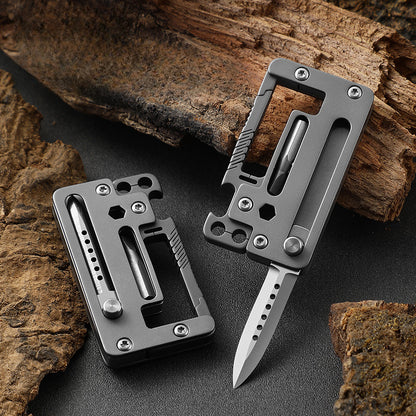 Multifunctional Titanium Pocket Knife Hiking Buckle Bottle Opener Tool