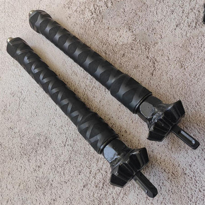 Angled view of both units highlighting forged steel hammer head with glass-breaker tip