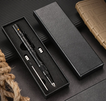 Outdoor Multifunctional Tactical Pen Defense Pocket Knife LED Lighting Window Breaker EDC Survival Tool