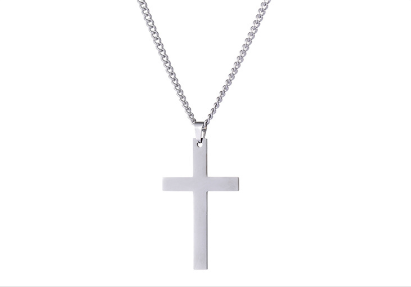 Smooth Cross-shaped Titanium Steel Necklace Pendant Decoration