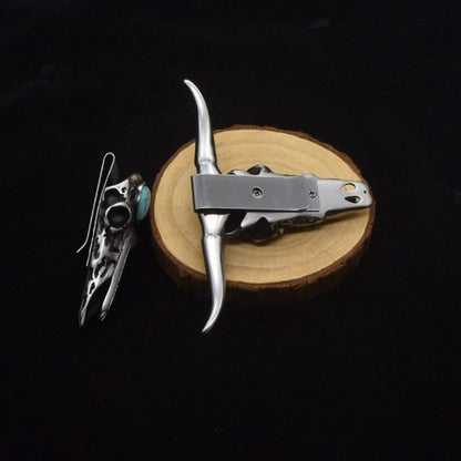 Damascus Steel Bullhead Knife Portable EDC Decoration