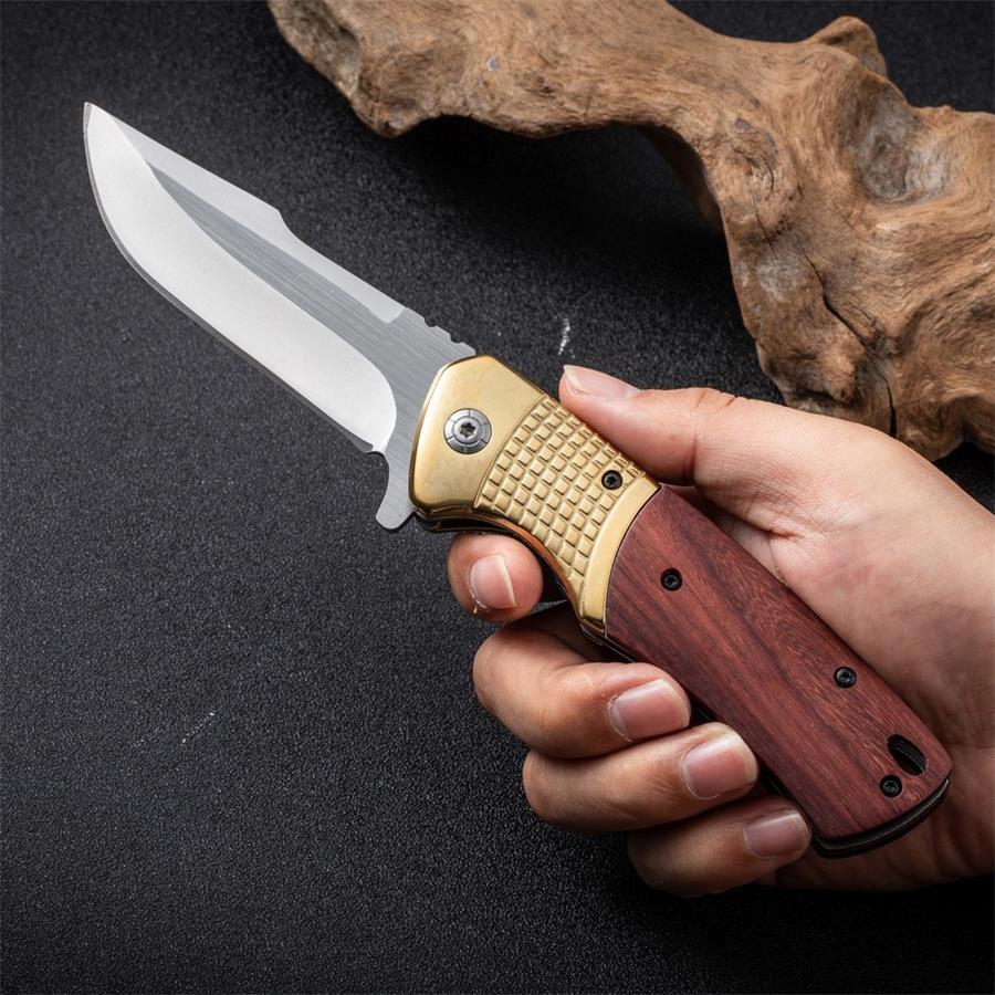 Wooden Handle Outdoor Folding Knife Camping Survival Knives