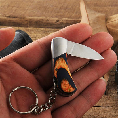 Mini Folding Knife Keychain Wooden Handle Pocket Knives