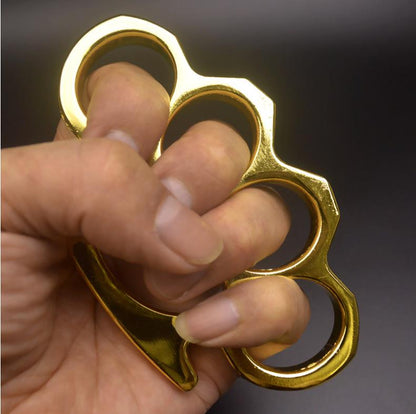 Thickened Metal Brass Knuckles Duster Four Fingers Fist Buckle Camping Broken Window Defense Boxing Finger Ring Life-saving EDC Tools