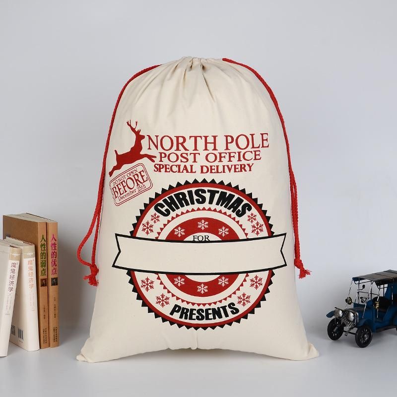 Large Organic Heavy Canvas Bag Christmas Gift Cotton Environmental Protection Drawstring Bagss