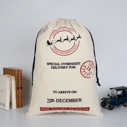 Large Organic Heavy Canvas Bag Christmas Gift Cotton Environmental Protection Drawstring Bagss