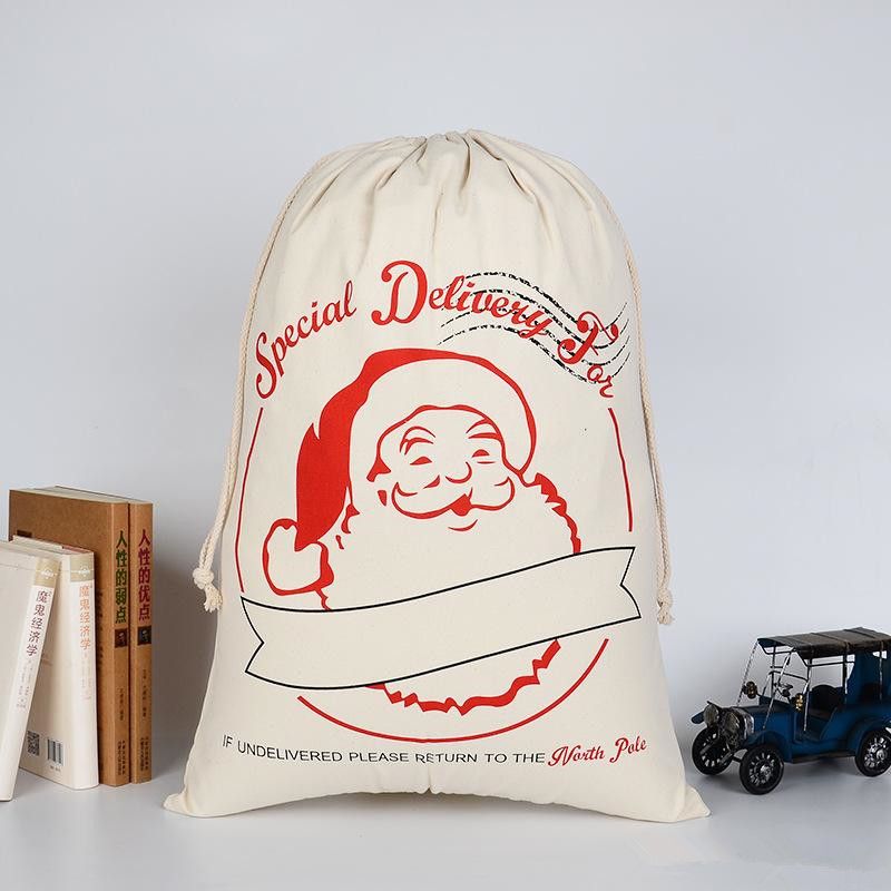 Large Organic Heavy Canvas Bag Christmas Gift Cotton Environmental Protection Drawstring Bagss