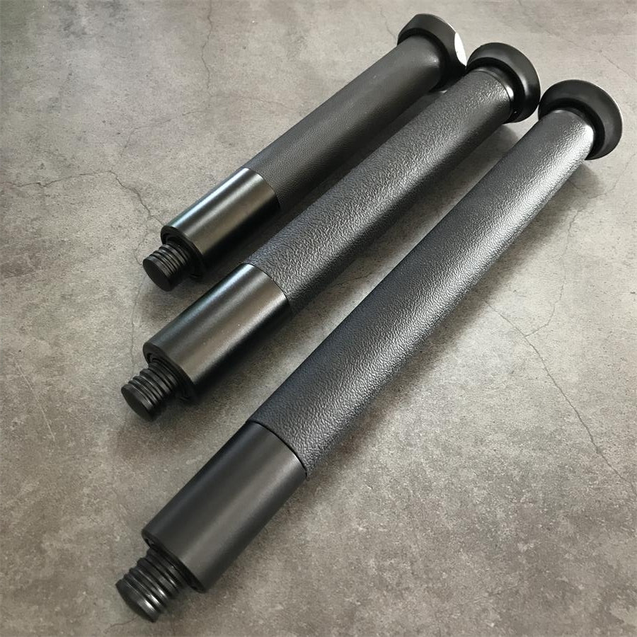 Baton tip detail showing threaded metal end cap