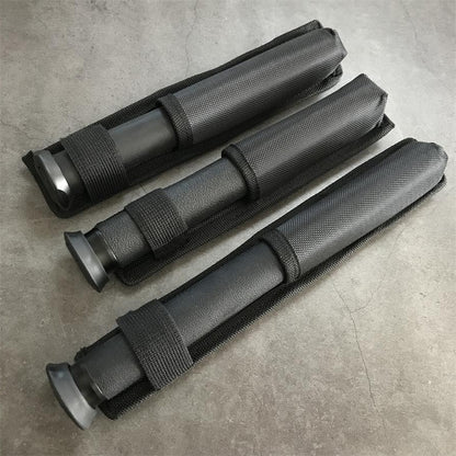 All three batons secured in nylon belt holsters with velcro straps