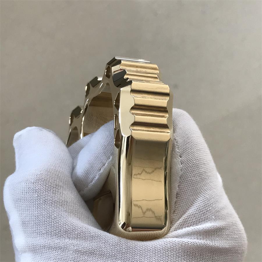 Thickened solid brass knuckle duster collector angle view