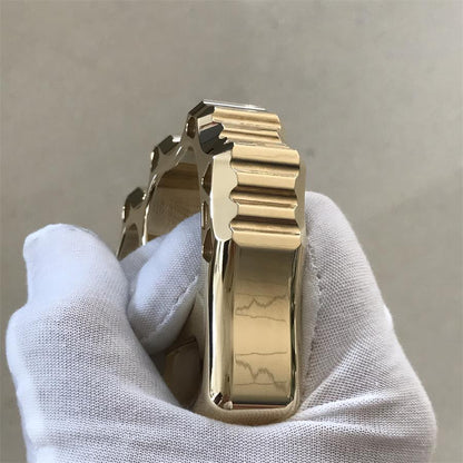 Thickened solid brass knuckle duster collector angle view