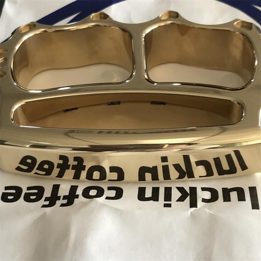Thickened solid brass knuckle duster golden brass finish back