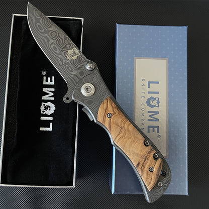 Liome 339 Damascus Tactical Pocket Folding Knife Outdoor Portable Camping Military Knives Security Defense Pocket EDC Tool