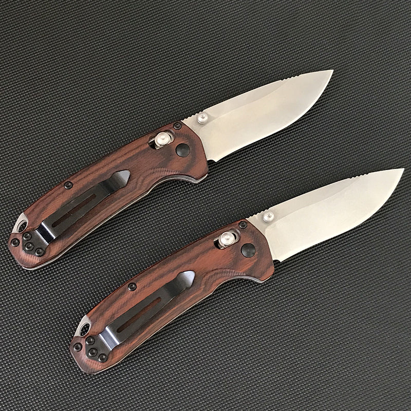 Liome 15031 Tactical Folding Knife Wooden Handle Stone Wash Blade Outdoor Camping Survival Safe Life-saving Pocket Knives