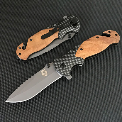 Liome X50 Pocket Knives Outdoor Multifunctional Tactical Folding Knife Wooden Handle Camping Survival Safe Life-saving EDC Tool