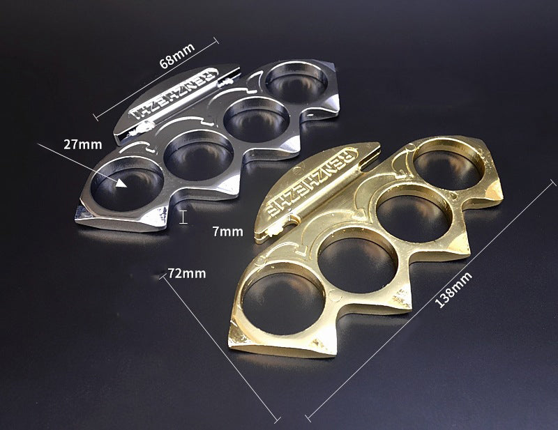 Ninja - Solid metal Brass Knuckles Duster Defense boxing gloves boxing buckle fitness training four fingers with defense boxing protective gear
