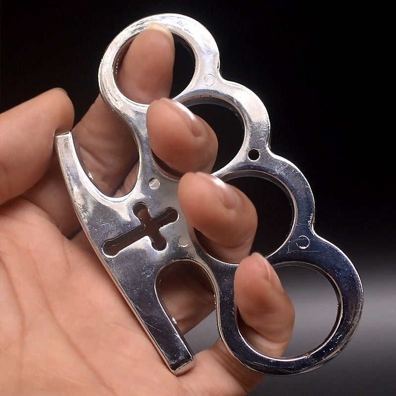 Four Knuckles Brass Knuckles Duster Four-finger Ring Fist Buckle Cross Combat Outdoo ...