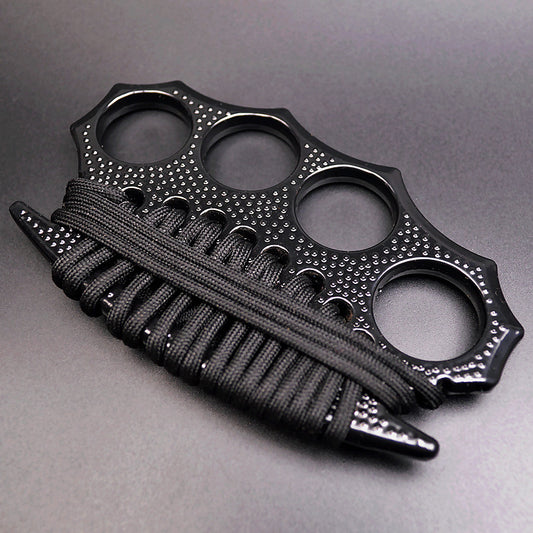 Outdoor self-defense metal brass knuckles duster four-finger hand buckle fitness training boxing finger buckle knuckle fist buckle defense broken window protective gear