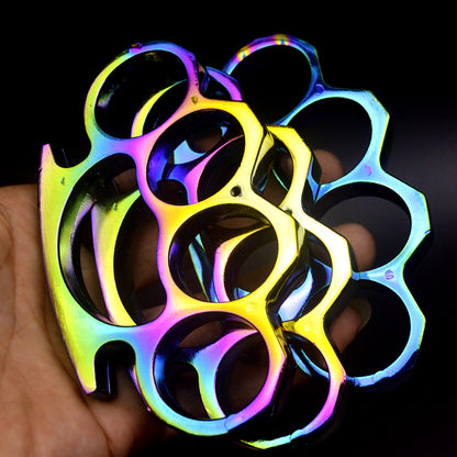 Belle couleur métal laiton Knuckle Duster épaissi quatre doigts tigre poing boucle en plein air Camping sécurité défense poche EDC outil